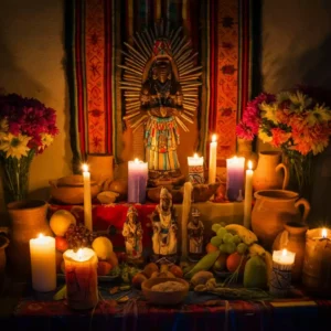 Santeria Altar mit Opfergaben